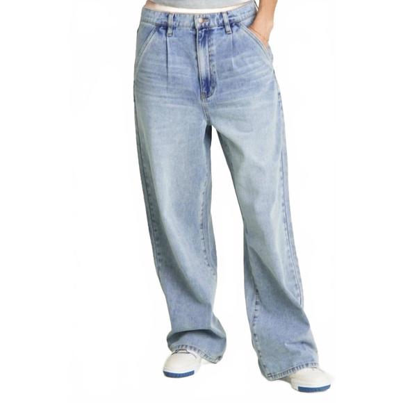 OLIVER LOGAN Denim - NEW OLIVER LOGAN thompson wide leg trouser in light indigo worn